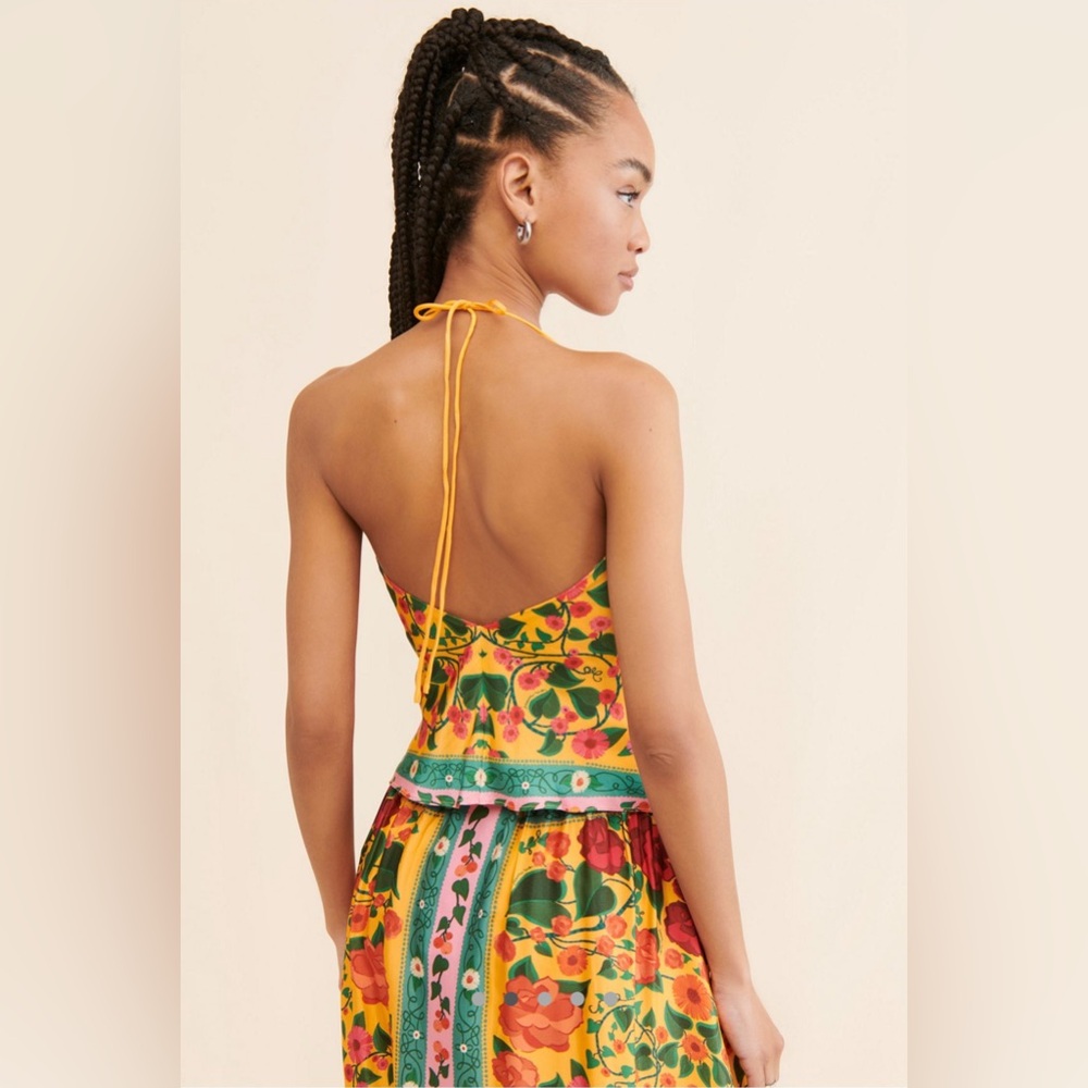 Anthropologie X Farm Rio Heart Ivy Scarf Top - Picture 2 of 8
